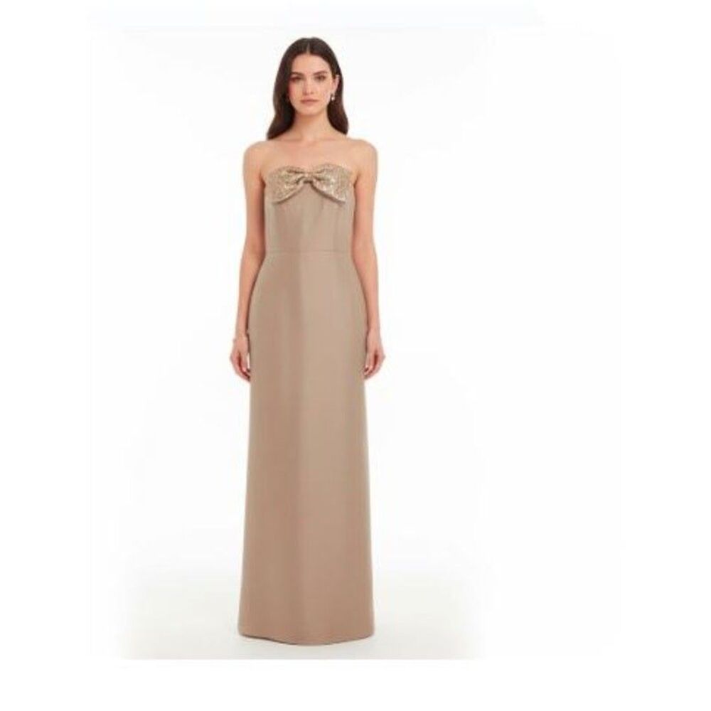 Sachin & Babi Pewter Skyler Sequin Bow Strapless Straight Ball Gown S NWT 980